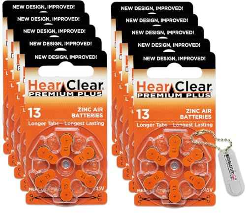 Hear Clear Size 13 PR48 Hearing Aid Batteries Orange Tab (60 Batteries)
