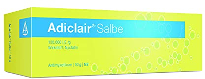 Hilfe bei Hefepilzinfektionen: Adiclair Salbe – Stark gegen Hefepilzinfektionen der Haut, Behandlung von Windeldermatitis, gut verträglicher Wirkstoff Nystatin, 50g