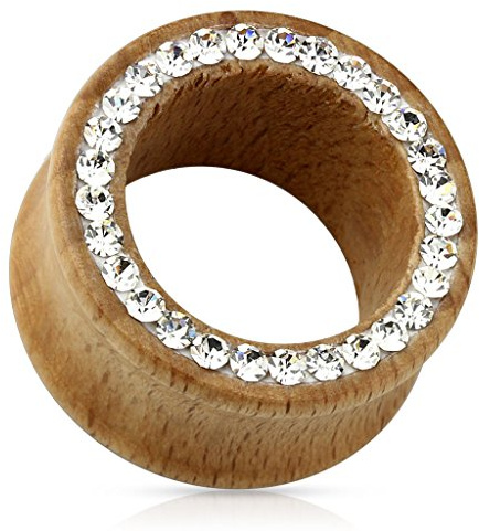 Tapsi´s Coolbodyart® Flesh Tunnel Ahorn Holz Organisch Kristall 8mm