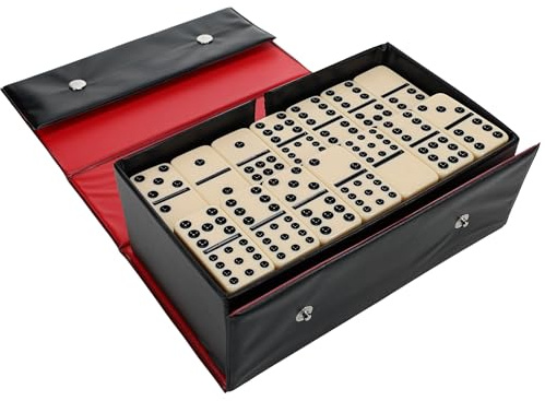 WE Games Double Twelve Dominoes Set - 91 Dominoes in Retro Travel Case - Ideal for Family Games - Perfect for Game Night