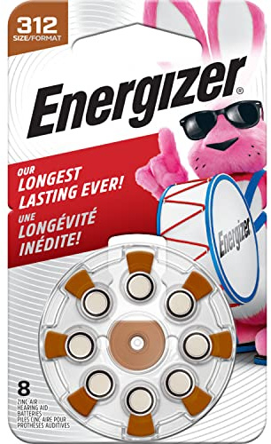 Energizer Pilas AZ312DP EZ Turn and Lock Hearing Aid, Talla 312, 8 Cuentas por Energizer