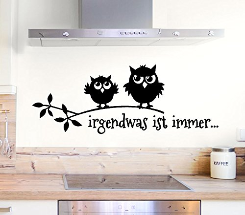 Grandora W5026 Wandtattoo Irgendwas ist Immer + Eulen Wandaufkleber Wandsticker weiß (BxH) 29 x 11 cm