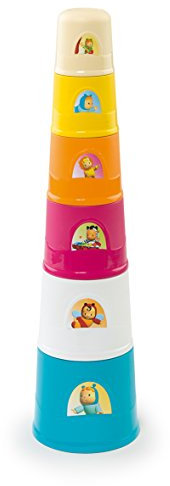 Smoby - Cotoons Magic Tower 40cm - 6 Gobelets à Empiler - Jouet pour Bébé dès 12 Mois - 110405