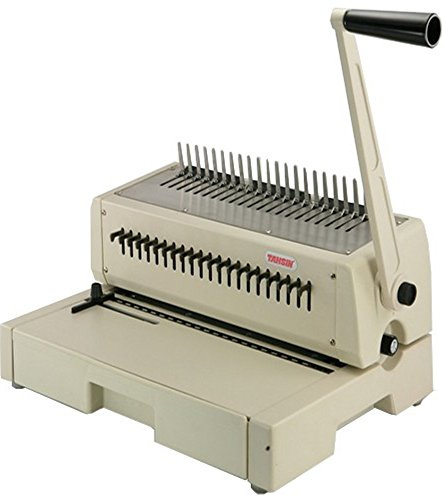 Tamerica 210PB Manual Comb Binding Machine, 20 Sheets Max. Punch Capacity, 425 Sheets Max. Bind Capacity, Adjustable Punch Depth Margin Control, Max. Punch Length 12 with Open Throat