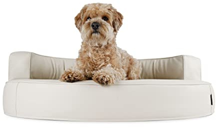 Mypado Hundebett, Hundesofa Atlanta Kunstleder Creme wasserabweisend, Feels Like Heaven | Gr. XL | Füllung Visco-Schaumstoff