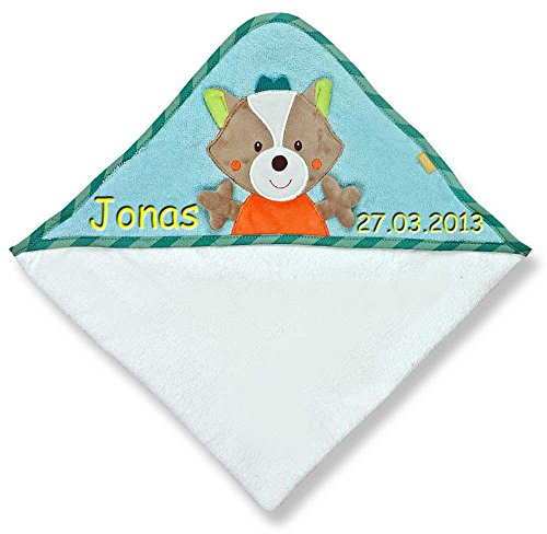 SL-Store GbR Kapuzenhandtuch mit Namen Bestickt 80x80 cm Handtuch Baby Geschenk zur Geburt Badehandtuch (Fuchs)