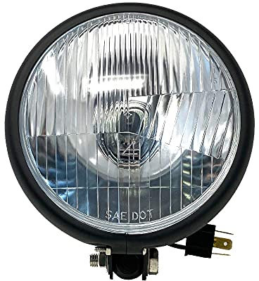 Alchemy Parts Motorrad-Scheinwerfer, schwarz, 14,6 cm (5,7 Zoll) im Bates-Stil – Montage unten – für Custom Motorrad