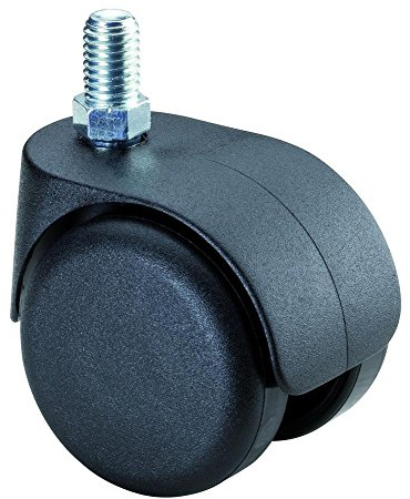 BS Rollen Bürostuhlrolle, Lenkrolle, Kunststoff schwarz, Ø 50 mm, Gewindestift, weiche Lauffläche für harte Böden