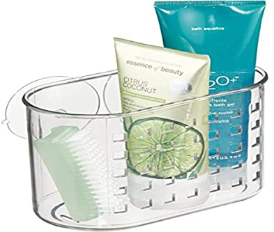 iDesign Basic Mini Suction Shower Shelf, Shower Organiser without Drilling, Made of Plastic, Clear