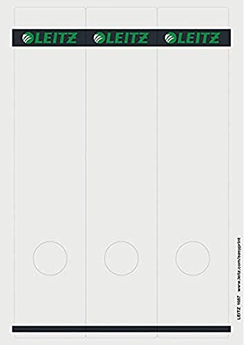 Leitz Etichette adesive A4 stampabili al PC per raccoglitori a leva in cartone, Formato lungo e largo, Grigio, 61,5 x 285 mm, Cartoncino, 16870085, Confezione da 75