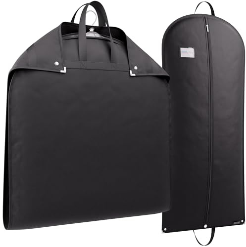 HANGERWORLD 40inch Hanging Suit Garment Bag Travel Carrier Clothes Cover with Handles, Acid Free Breathable Dust Proof Material (1 Pack, Black)