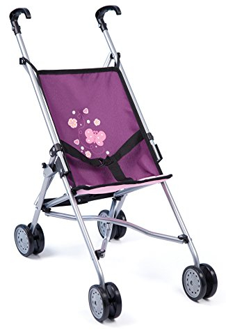 Bayer Design 30157AA Puppenbuggy, Puppenwagen mit integrierten Sicherheitsgurt, leicht faltbar, klappbar, Schmetterling, ‎51 x 27 x 55 cm
