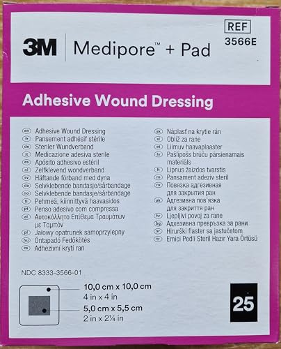 Medipore 3566E Verbände, Pad 3M, 10 cm x 10 cm (25-er pack)