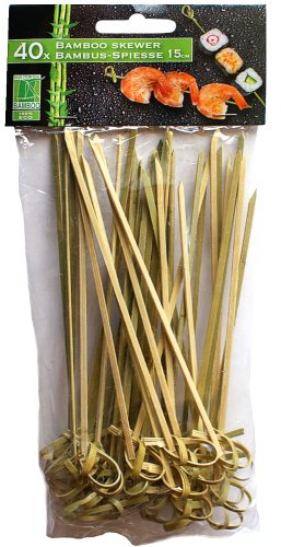 40 Bambus Spieße 15cm, Bambussticks Bambus Holz Natur, Partyspieße Dekospieße Bambusspieße Party Deko Spieß Spieße Spießer