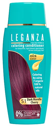 LEGANZA | Bálsamo Colorante Natural para el Cabello Color Cereza Oscuro Nº 51 | Tinte Sin Amoniaco | Enriquecido con Aceites Naturales | baño de color | cubre canas | 150ML