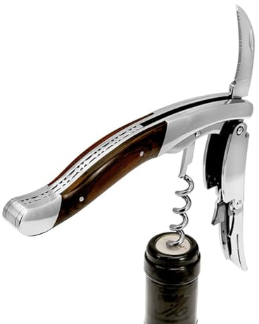 Legnoart GHEMME Grand Crue Edelstahl Sommelier Korkenzieher mit Wenge Pakkaholz-Griff, braun