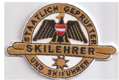 Skilehrer Abzeichen, Staatlich Geprüfter Skiführer Aufnäher gestickt, Austria Patch Ski Alpin Geschenk für Ski-Fans Applikation für Jacke/Rucksack/Tasche, 100x70mm