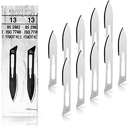 May 10 Skalpellklingen Figur 13 Karbonstahl für Griff Nr. 3 | Ersatzmesser für Handwerk und kosmetische Pflege. Bleibt langanhaltend extrem scharf.