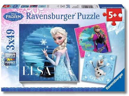 Ravensburger Kinderpuzzle - 09269 ELSA, Anna & Olaf - Puzzle für Kinder ab 5 Jahren, Disney Frozen Puzzle mit 3x49 Teilen