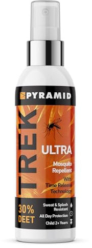 Pyramid Trek Ultra Insect Repellent Spray with 30% DEET Formula - Sweat and Splash Resistant Mosquito Repellent - Gives all Day Protection, 100ML