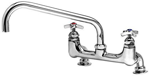 T&S Brass B-0293-01 8-Inch Deck Mount 12-Inch Swing Nozzle Inlets Big-Flo Mixing Faucet with Supply Nipples