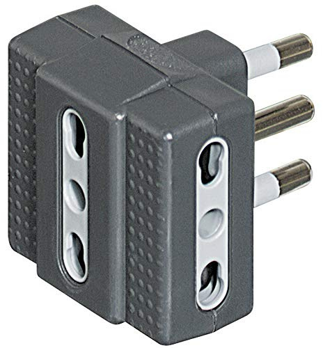 BTicino S3604G Kit Adattatore Tris, 3 Prese Bipasso, 10/16 A e Spina 16 A, Blister 90x122 mm, Antracite