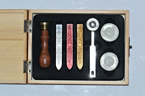 Xichen® Geschenk-Box aus Holz, Vintage-Look, mit Stempel, Siegelwachs und Buchstaben von A-Z C