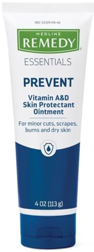 Medline Soothe & Cool Vitamin A and D Skin Protectant Ointment, Unscented, 4-Ounce Tube, 1 Count
