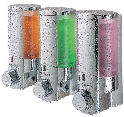 66345 Seifenspender Aviva III Chrom mit 3 Kammern Wandmontage
