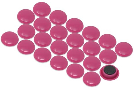 Petits Aimants de Bureau de Planification Rose pour Réfrigérateur, Tableau Blanc, Pack de Panneaux de Notification de 24