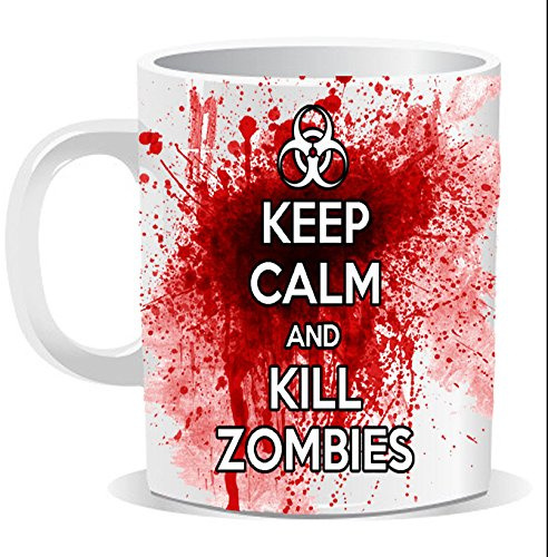 Ellisgraphix Keep Calm and Kill Zombies Mug, Secret Santa Mug, Christmas Xmas, Naughty Swearing Rude Novelty Joke Funny, Tea Coffee, Work Shop Office,