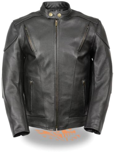 Milwaukee Leather LKM1900 Boy's Black Leather Side Lace Vented Moto Jacket - Small