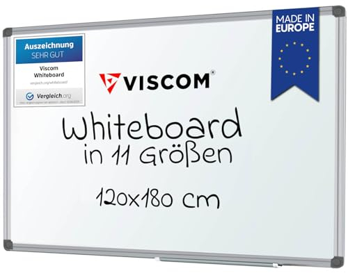 VISCOM Whiteboard magnetisch - 120 x 180 cm - Magnettafel in 11 Größen - Magnetwand, kratzfest & beschreibbar - mit Aluminium-Rahmen - für Hoch- und Querformat