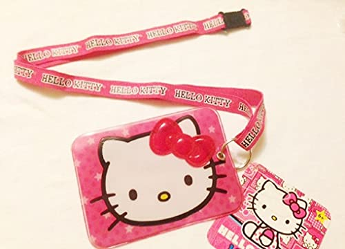 Lanyard - Hello Kitty - Kitty Face Pink w/ ID Badge Holder New 500044