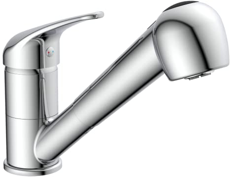 SCHÜTTE ULTRA Rubinetto da cucina con doccetta estraibile, miscelatore monocomando per bassa pressione, rubinetto con due diverse funzioni per la cucina, doccetta con manopole anticalcare 94710