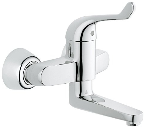 GROHE Eurosmart Care, Wand-Waschtischarmatur (Wasserhahn für das Bad, langlebige Oberfläche, einfache Wandmontage), chrom, 32792000