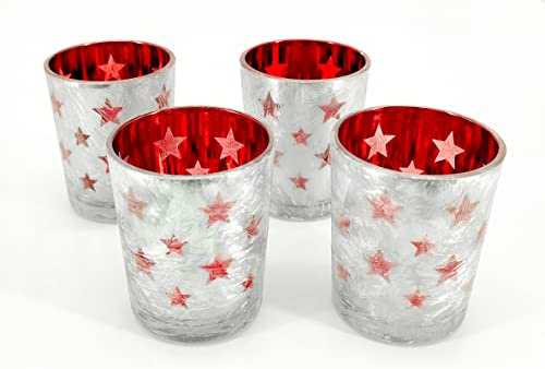 Decoline Teelicht-Halter 4 Stück aus Glas rot
