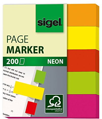 Sigel HN655 flexibel Bookmark grün, rosa, rot, gelb 200pièce (S) Lesezeichen – , (50 mm, 60 mm, 200 Stück (S))