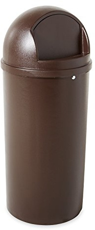 Rubbermaid Commercial Marshal Products Classic Outdoor/Indoor Trash Can with Lid, Round, 15-Gallon, Brown, Garbage Container/Waste Basket for Lobby/Office/Restroom/Restaurant/School