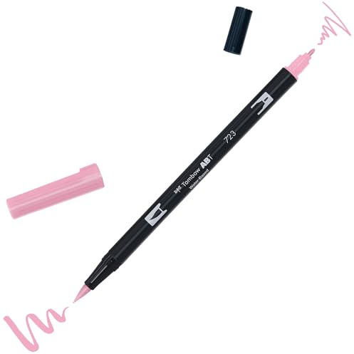 Tombow ABT-723 fiberpenna dubbel borste penna med två spetsar, rosa