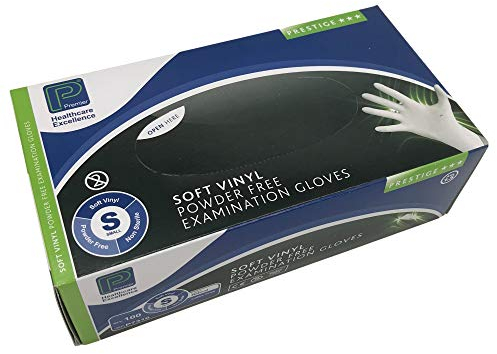 Multi Purpose Soft Vinyl Gloves - Powder Free Latex Free Non Sterile Protctive Flexible Examination Gloves - 100 Pack Small P7310