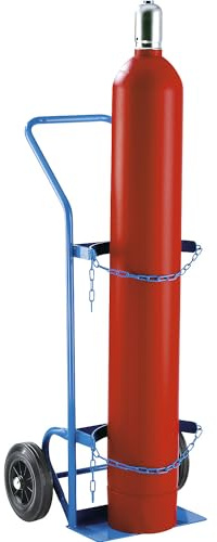 eurokraft pro | Stahl- und Gasflaschenkarre | Für 1 Stahlflasche bis Ø 380 mm, Vollgummireifen