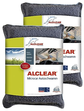 ALCLEAR 950014_2 set 2 spugne antiappannamento 13x10x3,5 cm – ultra-microfibra per parabrezza, finestrini, specchi – assorbenti, lavabili – per auto, camper, camion – progettate in Germania