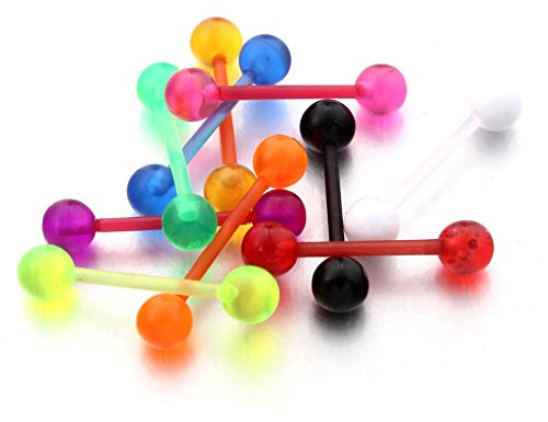 10 Stk. Zungen Brustwarzen Piercing Flexibler Stab Ring Barbell Körper Schmuck Piercing