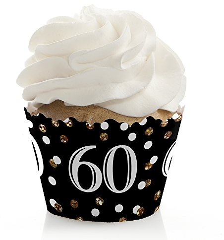 Big Dot of Happiness Adult 60th Birthday - Gold Party Decorations Cupcake Wrappers Set 12