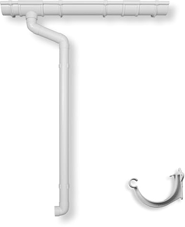 4 Home & Garden Dachrinnen Set RG 100 NW100/125 Weiss | Komplettsets mit Fallrohr bis 10m Dachlänge | Typ 300 Fallrohr DN 60 | Kunststoff PVC (Dachlänge: 1-Seite bis 400cm)