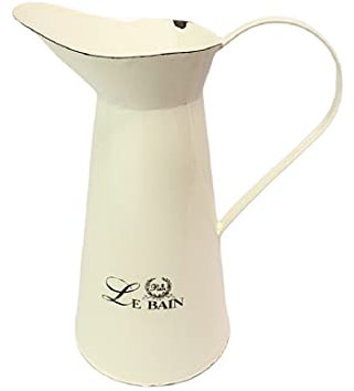 linoows Dekokanne, Wasserkanne, Emaille Krug weiß- schwarz, Nostalgie Wasch Kanne