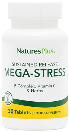 NaturesPlus Mega Stress - B Complex Supplement with Vitamin C, Magnesium, Biotin, Zinc - Energy and Stress Support - Vegetarian, Gluten Free - 30 Tablets