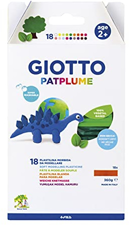 GIOTTO 513100 Patplume Knetmasse auf pflanzlicher Basis, ab 2 Jahre, Set mit 18 Farben à 20 g