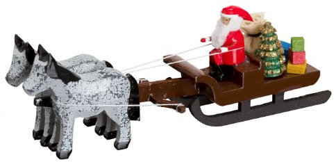 Rudolphs Schatzkiste Pferdeschlitten mit Weihnachtsmann Miniaturgespann Länge 9cm NEU Gespann Mini Miniatur Seiffen Erzgebirge Pferdefuhrwerk Setzkasten Pferdegespann Dekoration Ganzjahresdekoration